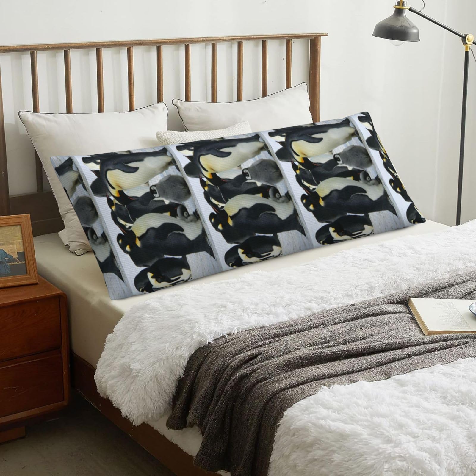 Penguin Family, Body Pillow Cover with Zipper,Long Body Pillowcase 20 x 60 in