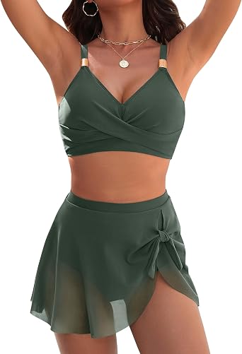 Blooming Jelly Womens High Waisted Bikini Set Gold Metal Two Piece Swimsuits Tummy Control Tie Knot 2026 Bathing Suits