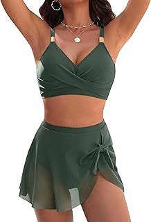 Womens High Waisted Bikini Set Gold Metal Two Piece Swimsuits Tummy Control Tie Knot 2026 Bathing Suits