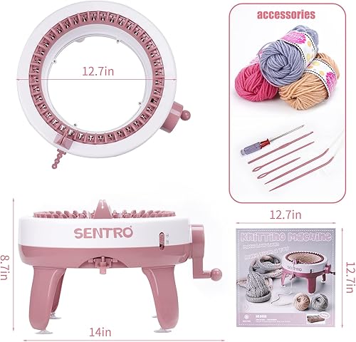 Miniatura 5 de SENTRO Máquina de tejer, telares y tablas de tejer de doble modo, máquinas de tejer a mano para adultos y niños, bufandas de punto rápido,