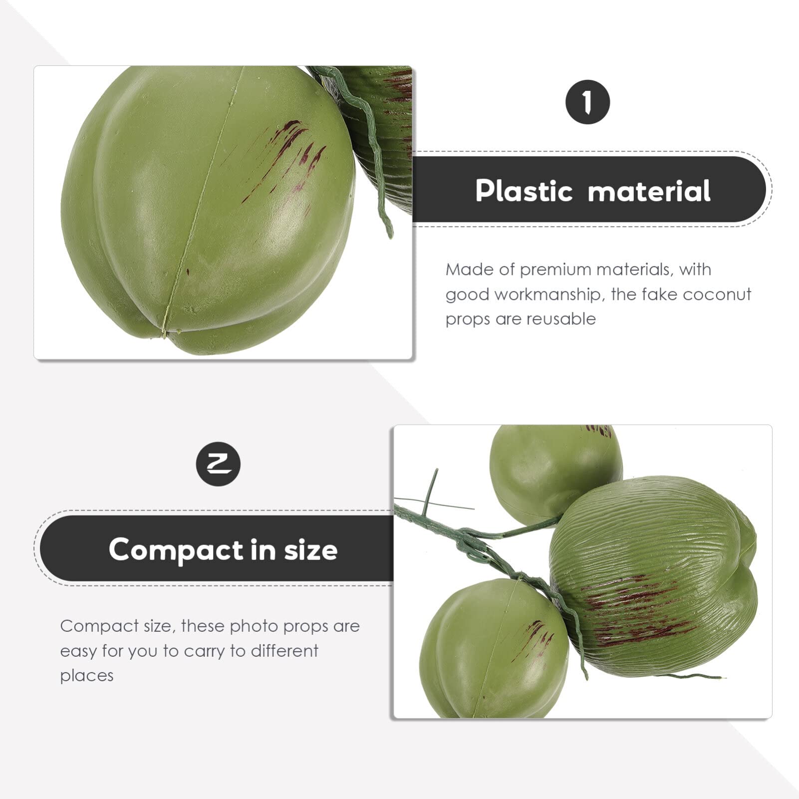 SEWACC 1 Bunch Artificial Coconut Fake Fruit Simulated Food Model Simulation Cokernut Decorations for Jungle Hawaiian Luau Tropical Wedding Party Decoration Display