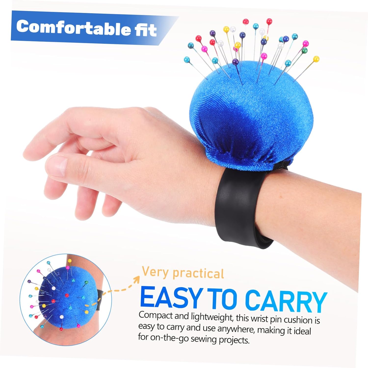 EPIGEIST Wrist Pin Cushion Band for Sewing Compact and Lightweight Needle Holder Bracelet Versatile Pincushion for Crafts Storage for Needlework