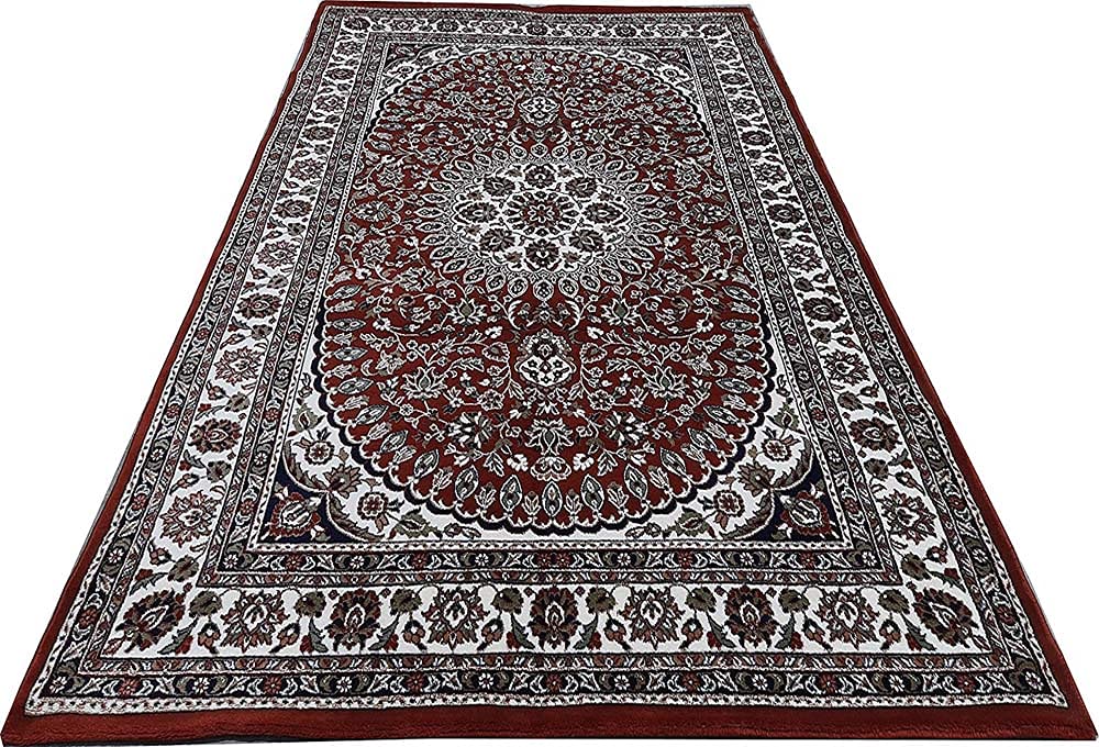 Beautiful Home Décor 5x7 Feet Kashmiri Persian Design Soft Thick Silk Carpet for Living Room (Maroon, 150 x 210 Cm)