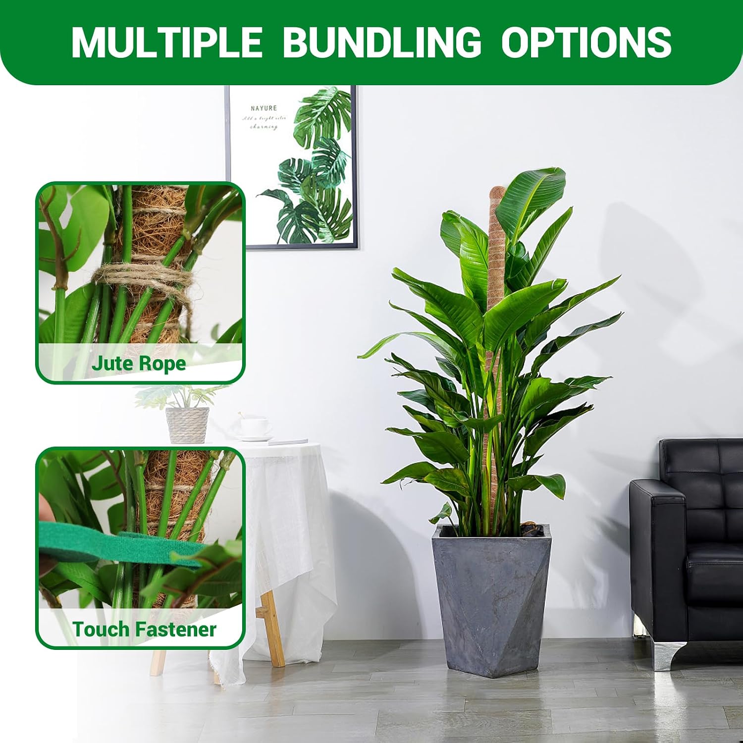 51'' Moss Pole Monstera Plant Support, Indoor Plant Stakes | Bendable, Aluminum Core, for Plant Stand Indoor, Climbing Plants, Indoor Potted, Stand & Trellis, Sticks Support(1 Pack) thumbnail