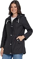 Steve Madden Women's Waterproof Rain Jacket with Hood - Lightweight Breathable Windbreaker Anorak, Plus Size XS-3X