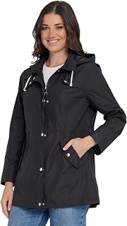 Steve Madden Women's Waterproof Rain Jacket with Hood - Lightweight Breathable Windbreaker Anorak, Plus Size XS-3X