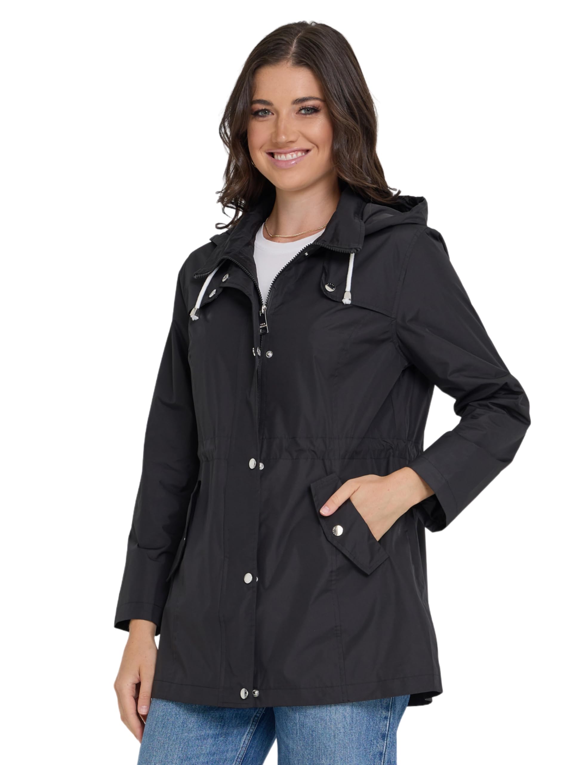 Steve Madden Rain Jacket Women - Waterproof with Hood Anorak Rain Coats for Women Windbreaker Plus Size XS-3X