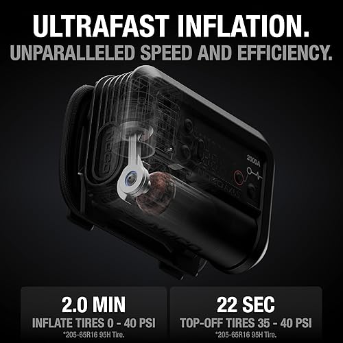 Miniatura 5 de NOCO Boost+Air AX65 Arrancador de salto de 2000 A con compresor de aire inflador de neumáticos - Arranca 8.0L de gas y 6.0L Diesel - 67 SLPM flujo