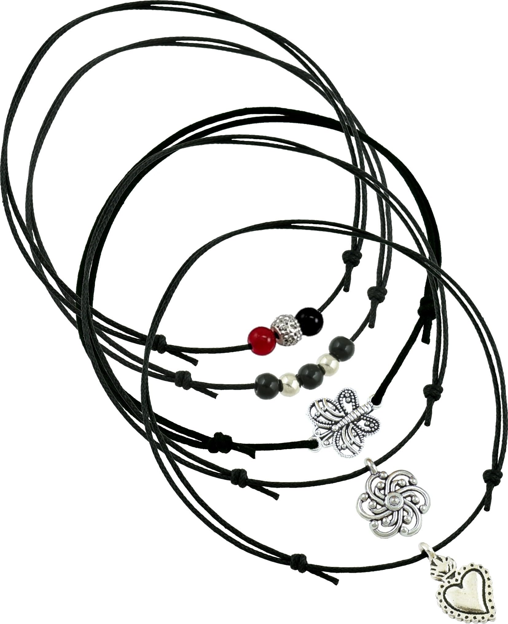 Combo pack of 5 Single Leg Crystal Anklet Cotton Dori Anklet (Pack of 5) BZ_SMKAK-03-image-43