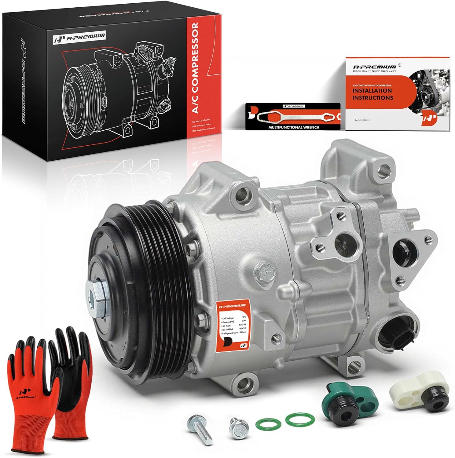 A-Premium Air Conditioner AC Compressor with Clutch Compatible with Toyota Camry 2018-2024, RAV4, Highlander, Avalon, Grand Highlander & Lexus RX350, RX500h, ES250, NX200t, NX250, NX300, NX300h, TX350