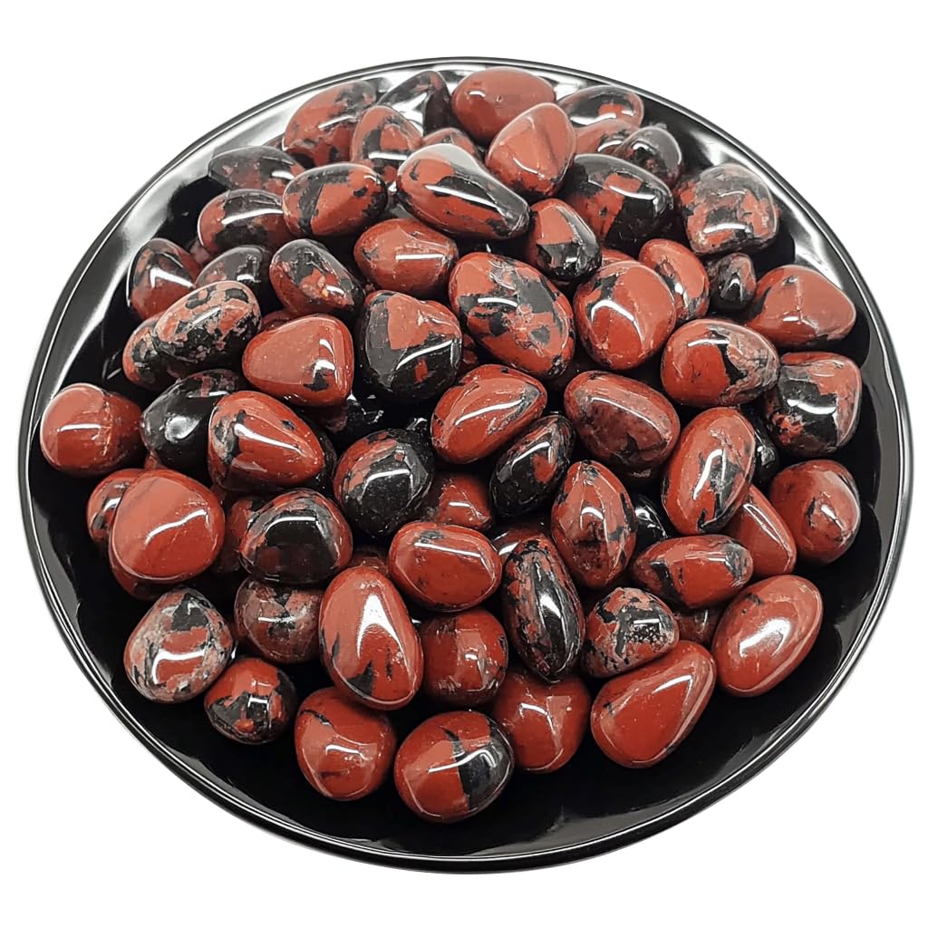 Polished Mahogany Obsidian Crystal Stone Set - 72 Pcs Handpicked Tumbled Gemstones Rocks Quartz, Pebbles for Reiki, Chakra, Healing, Home Decor, 0.5" - 10 oz Mahogany Obsidian