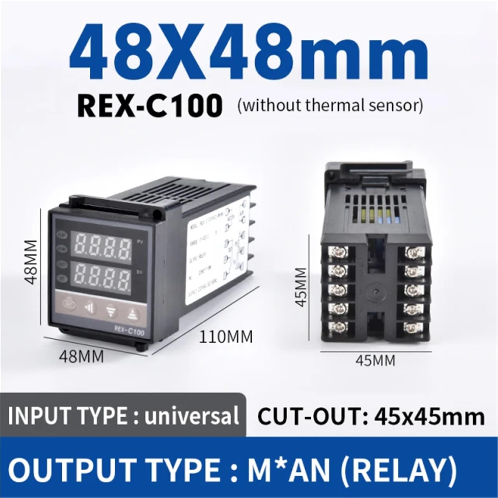 REX-C100 Zestawy cyfrowych regulatorów temperatury PID 110 V do 240 V od 0 do 1300 stopni z czujnikiem sondy typu K (RELAY OUTPUT)