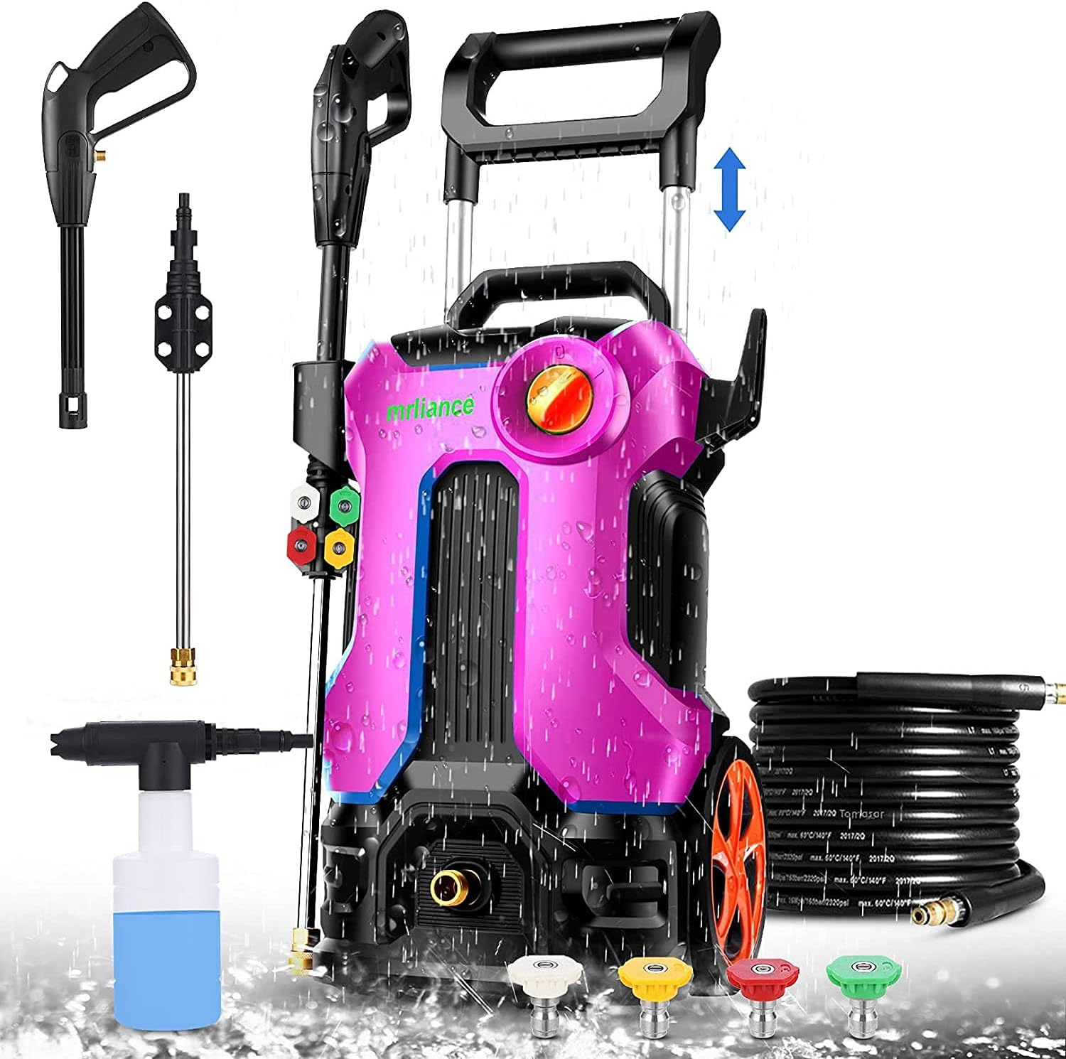 Electric Pressure Washer, High Pressure Washer 1.8GPM Power Washer Electric 1600W Water Pressure Washer,with 4 Nozzles,Spray Gun,Brush,Best for Cleaning Patio,Garden,Fences,car