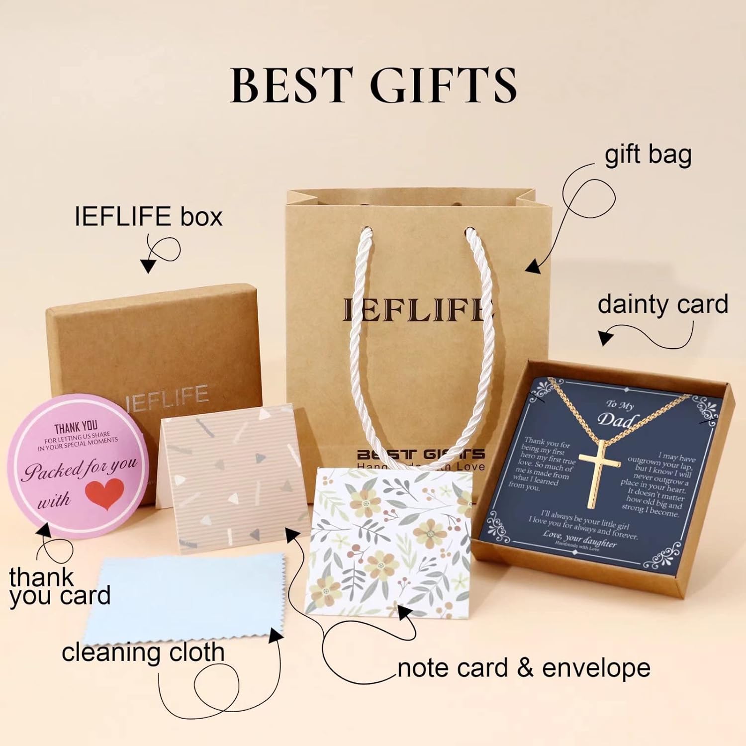 IEFLIFE Easter Basket Stuffers - Cross Necklace Easter Gifts for Men Boys, Silver/Gold/Black Box Chain Cross Necklace for Men, Religious Christian Gift for Son Boyfriend Husband