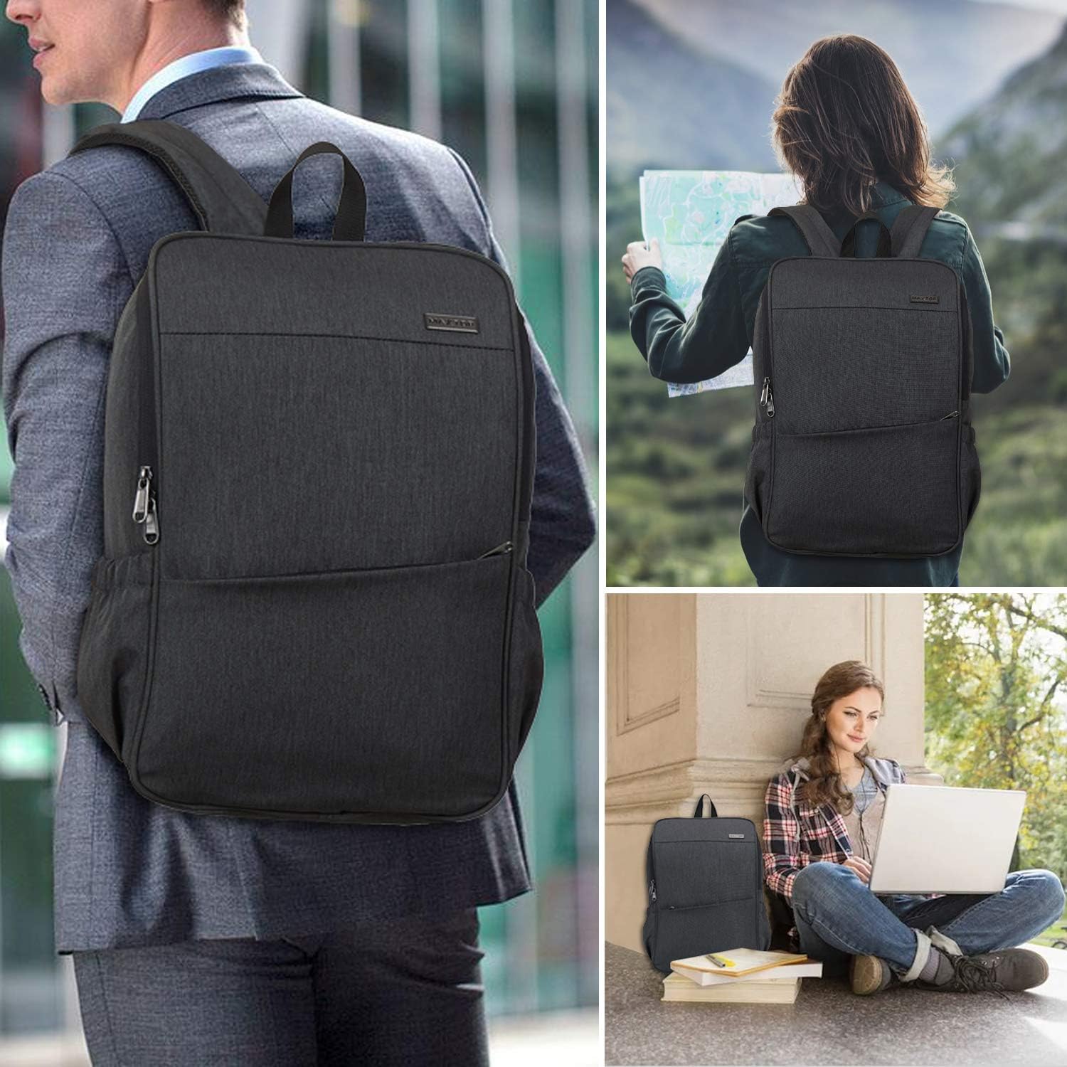 MAXTOP Laptop Backpack for Women Men College Bookbag Business Travel Backpack Water Resistant Computer Backpack with USB Charging Port Fits 15.6 Inch Laptop - Image 8