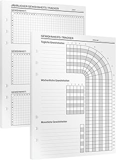 KOMPASS® Habit Tracker | Gewohnheitstracker für 1 Ganzes Jahr | 14 DIN-A5-Einlagen für Ringbuchplaner | Tracke tägliche, wöchentliche & monatliche Gewohnheiten | Erfolgsjournal Tagesplaner Journaling