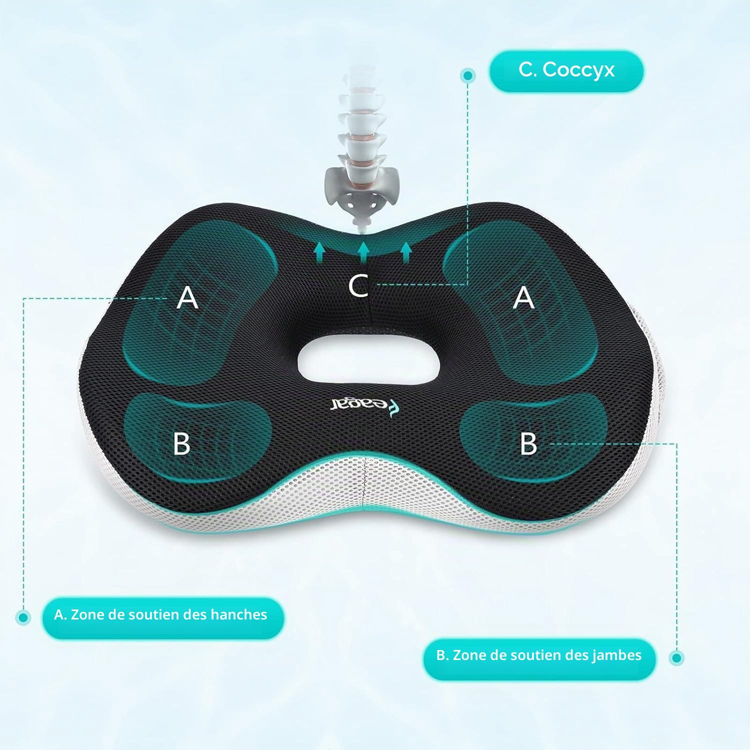 Feagar Coussin Donut Mousse Mémoire - Orthopédique & Hémorroïdes