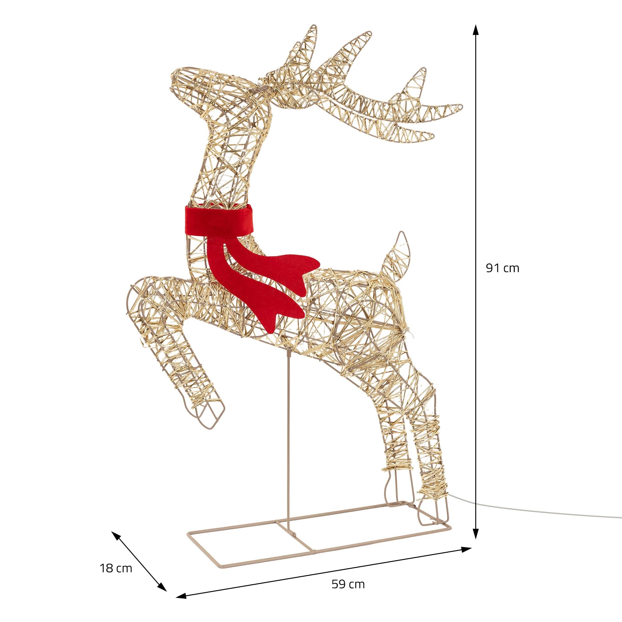 ECD Germany LED Rentier Weihnachten, Weihnachtsrentier, Weihnachtsdeko | Weihnachtsbeleuchtung Garten, Innen/Außen IP44, Beleuchtetes Hirsch Figur mit Timer & Blinkfunktion, 720 LED, Warmweiß, 91 cm