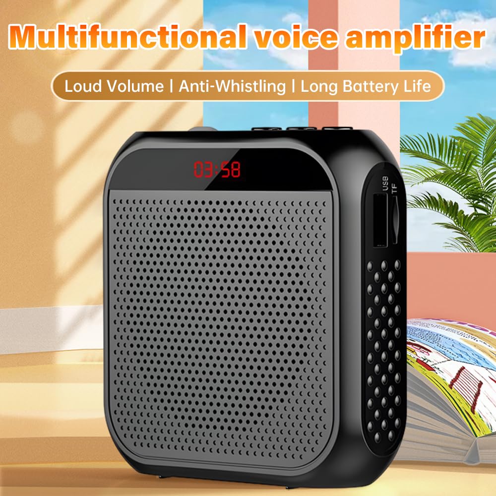 Amplificador de voz portátil con micrófono y batería recargable de 2000 mAh, micrófono y altavoz con auriculares y cintura con cable, altavoz con micrófono para profesores, guías turísticos, aulas