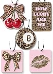 5Pcs Voiture léopard Air Fresheners mignon voiture intérieur Accessoires Suspendre Scents Fresh energy Automotive Room Decor pour les femmes Teen Girls Cadeau