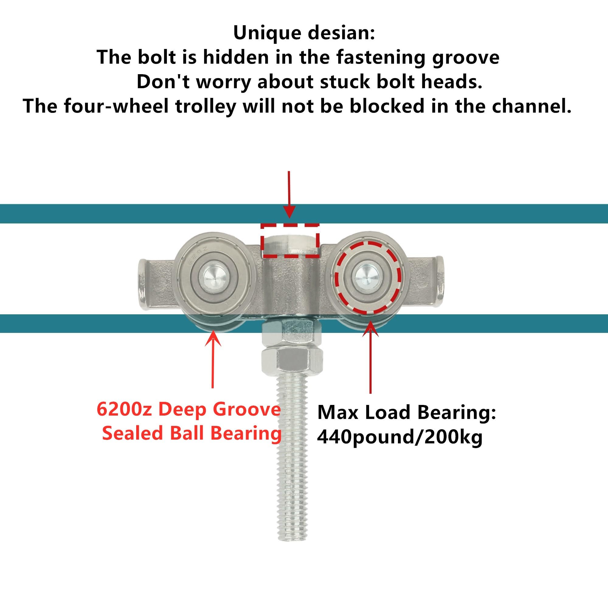 Silent Sliding Door Rollers - 4 Pack -3 Silent Sliding Door Rollers - 4 Pack -3