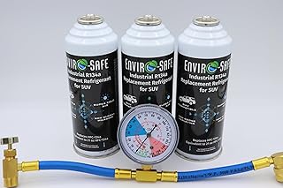 SUV Vehicle AC Refrigerant | R134a Replacement | 3 Cans with Trigger Gauge Piercing Valve for AC Recharging