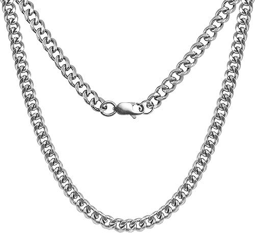 Miniatura 2 de Lazebox Jewelry Set for Men Women Boys Girls, Stainless Steel Cuban Link Chain Necklace 18inch and Stainless Steel Cross Pendant Necklace 24inch