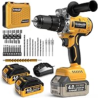 SundpeyPRO 21V Brushless Cordless Hammer Drill - 1060 In-lbs Torque, 2x4.0Ah Batteries, 2150RPM, 1/2" Chuck for Wood, Brick, Metal Drilling