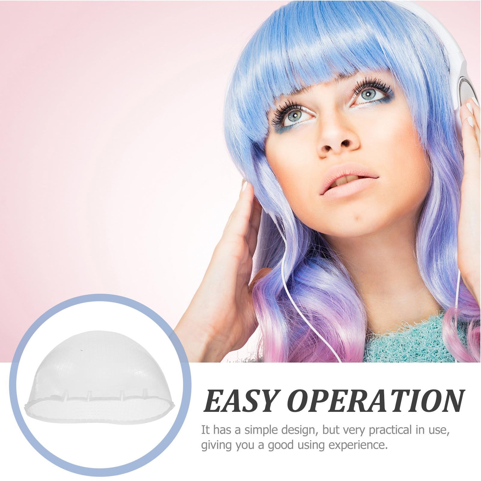 Gorro de Coloración de Silicona Extensible Semi-Transparente con Agujeros Cruzados, Gorro para Mechas de Pelo Largo, Reutilizable para Peluquería y Uso en el Hogar Herramienta