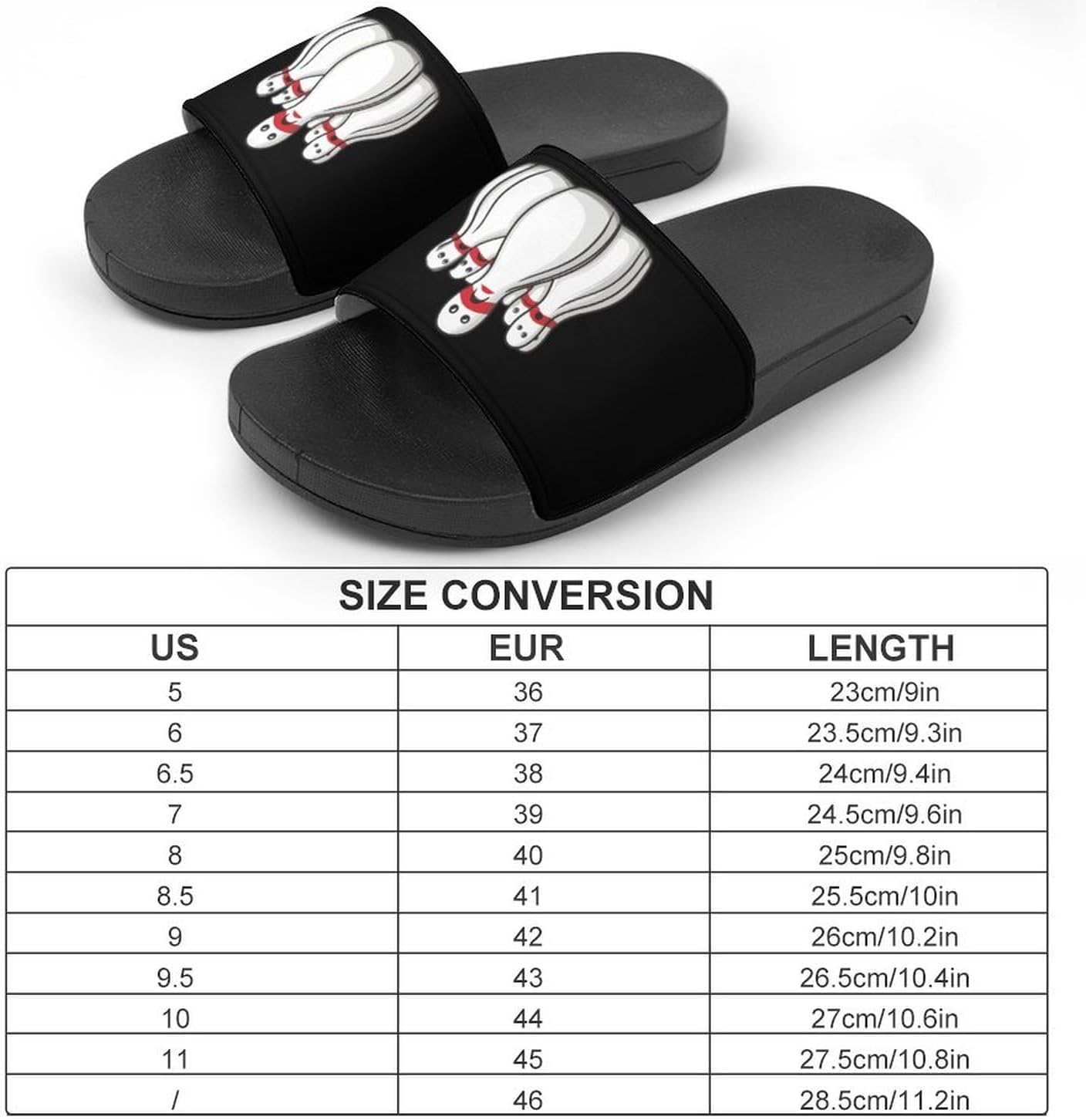Bowling Pins Funny Sport Bowler Open Toe Slide Sandals for Women Men Non Slip Shower Shoes House Slippers