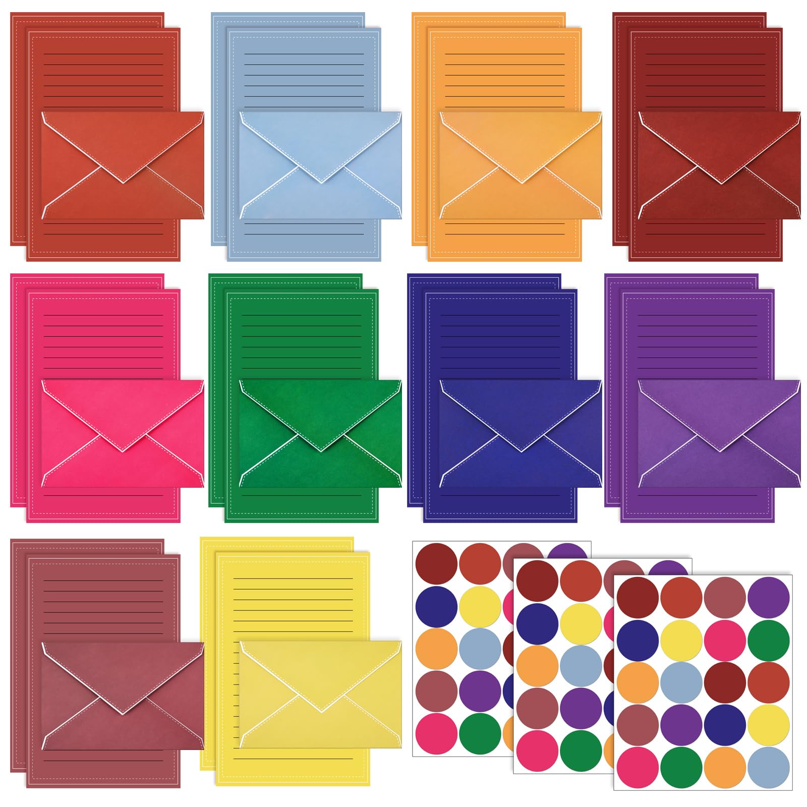 TaoBary Stationery Paper Set, 160 Pcs,5.5 X 8.25 Inch,Bright Color