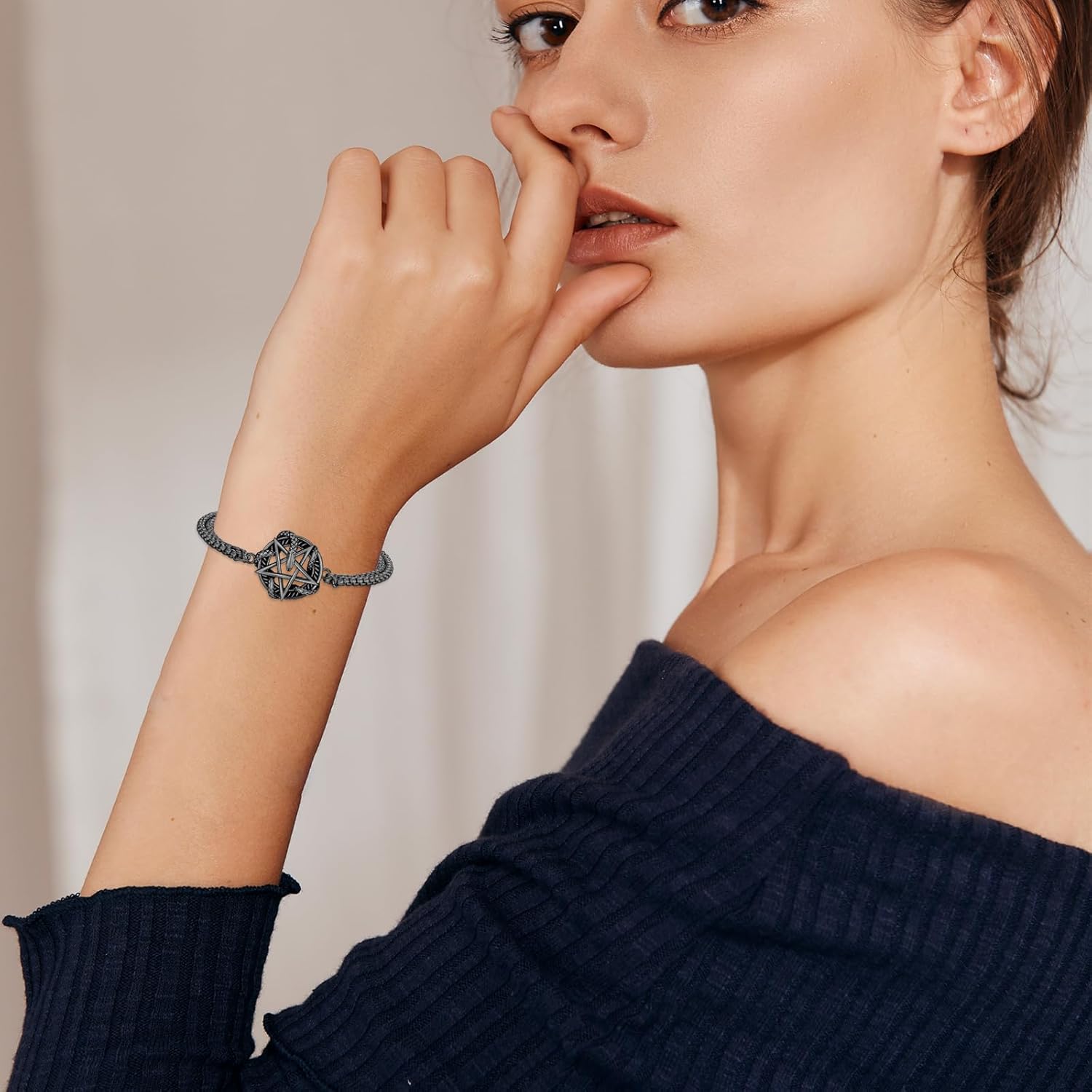 Snake Bracelet for Women Men 925 Sterling Silver Evil Eye/Pentagram Snake Bracelet Adjustable Vintage Jewelry Gift for Women Men - Image 4