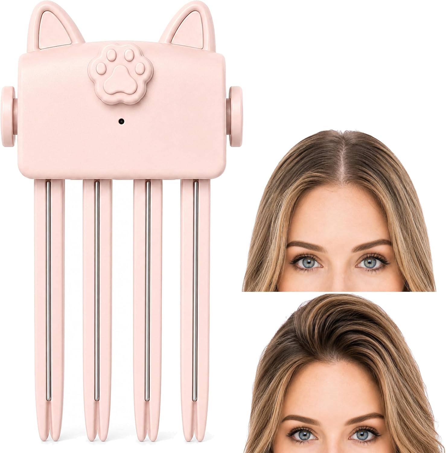 Wireless Heated Volumizing Root Lift Clip, Heated Root Lifting Hair Clips, 2-Temperature Control Portable Volume Hair Clips (Pink)
