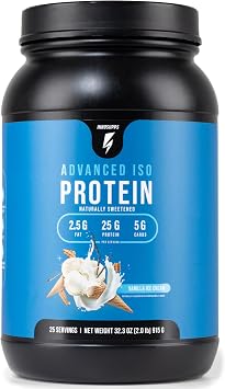 InnoSupps Advanced Iso Protein | 100% Whey Isolate Protein Powder | No Artificial Sweeteners| Low Fat, Low Carbs | 25g of Protein | Hormone Free, Gluten Free, Soy Free | Vanilla Ice Cream