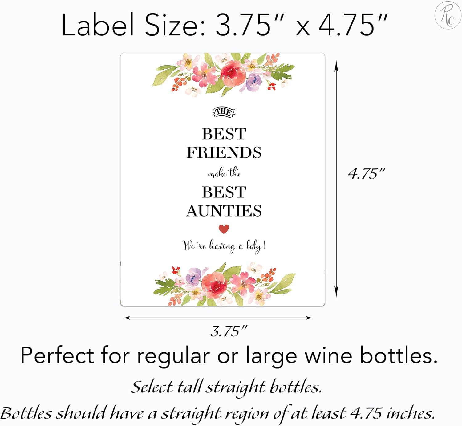 Floral Pregnancy Announcement Wine Bottle Labels ● SET of 6 ● The Best FRIENDS make the Best AUNTIES Wine Labels, Baby Due Wine Stickers, Alternative to Baby Announcement Cards, WEATHERPROOF, 905-6F1 - Image 6