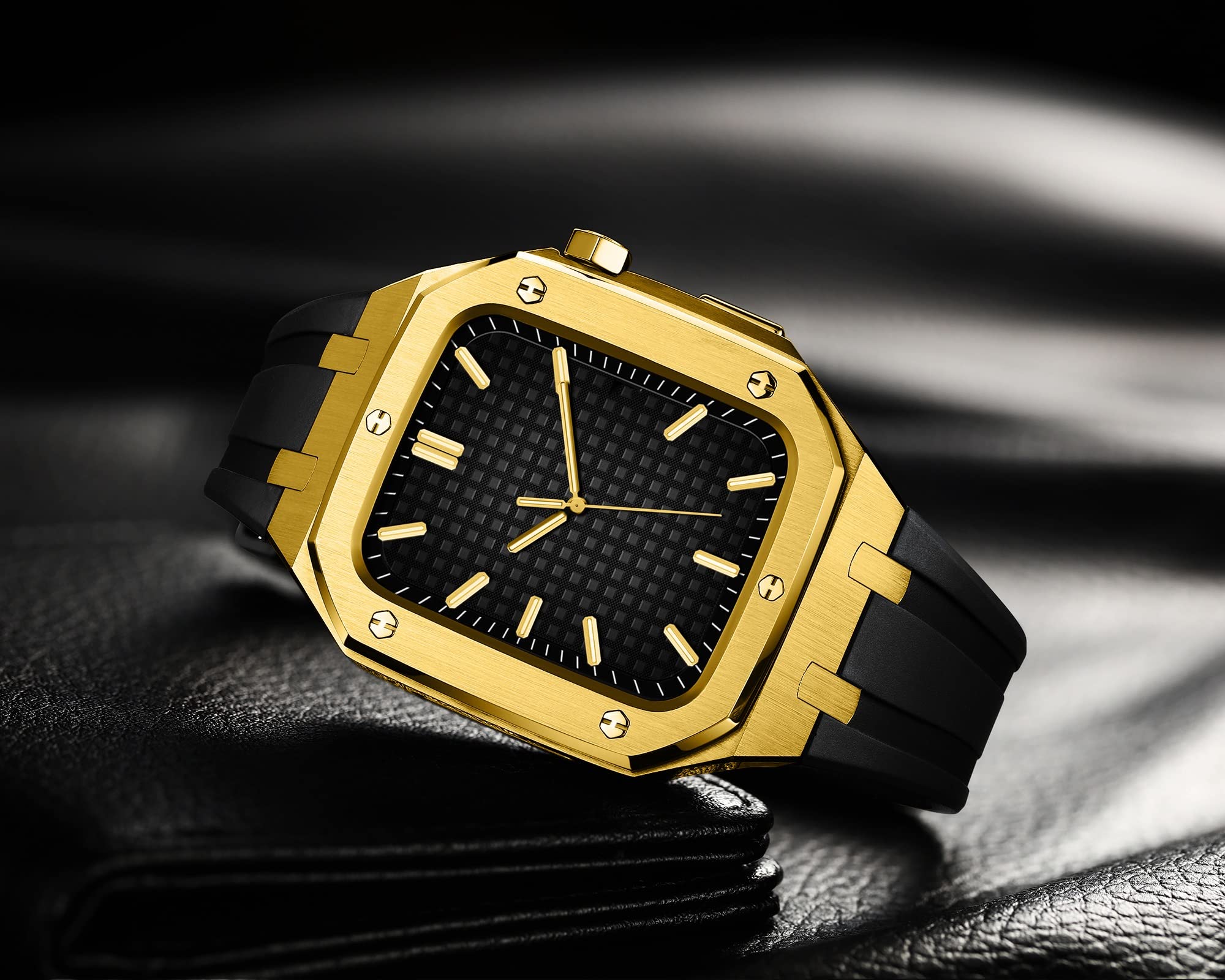 Switch Smart Watch Case per Band Mod Kit 45mm 44mm, cinturino in gomma (colore: Preto, dimensione: 44 mm per 6/5/4/SE)