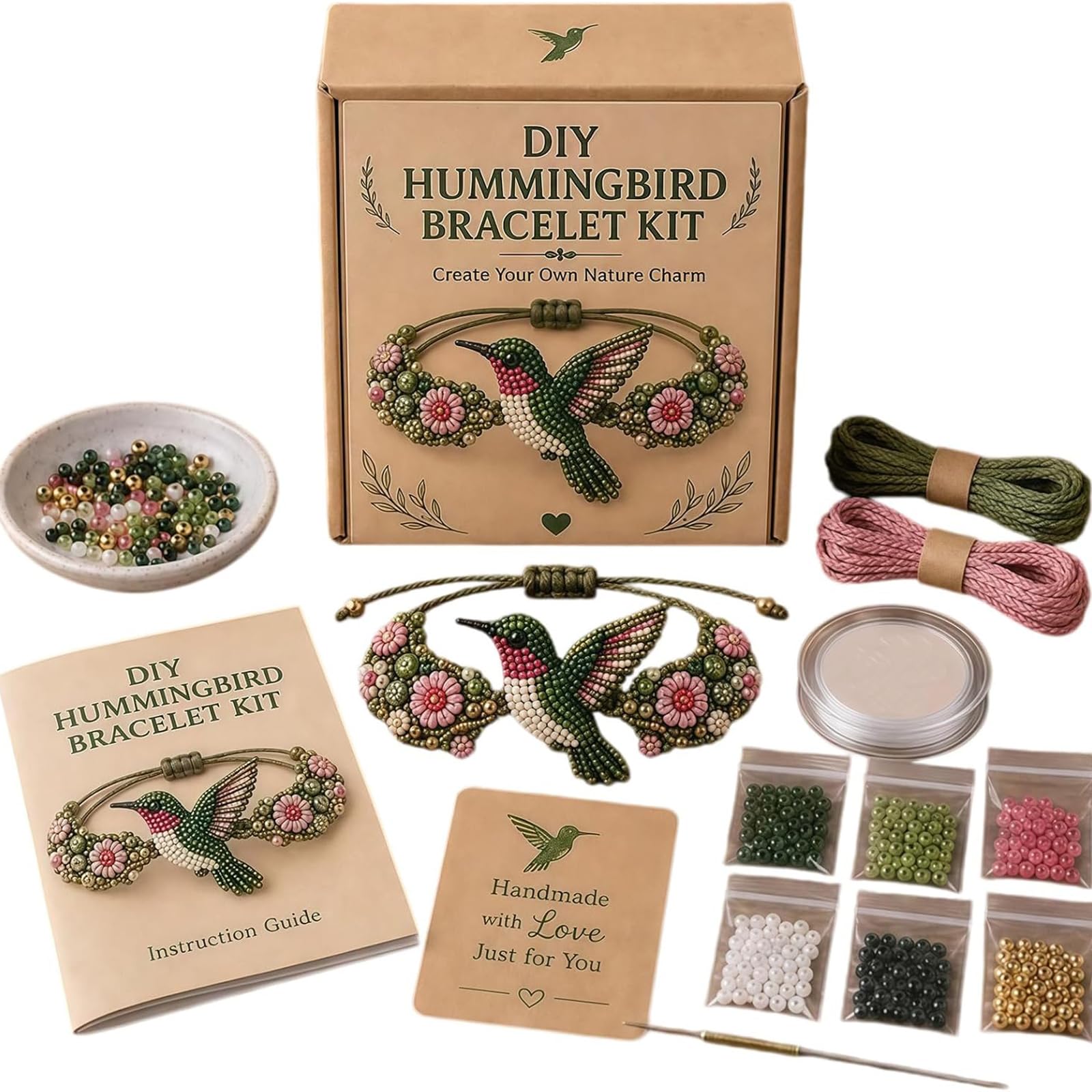 Fokayo DIY Beaded Bracelet Making Kit - Creative Manual Jewelry Art Craft, Cute 3D Beaded Animal Bracelet Craft Kit, Handmade Bead Weaving Jewelry Making Set with Instructions (#G)