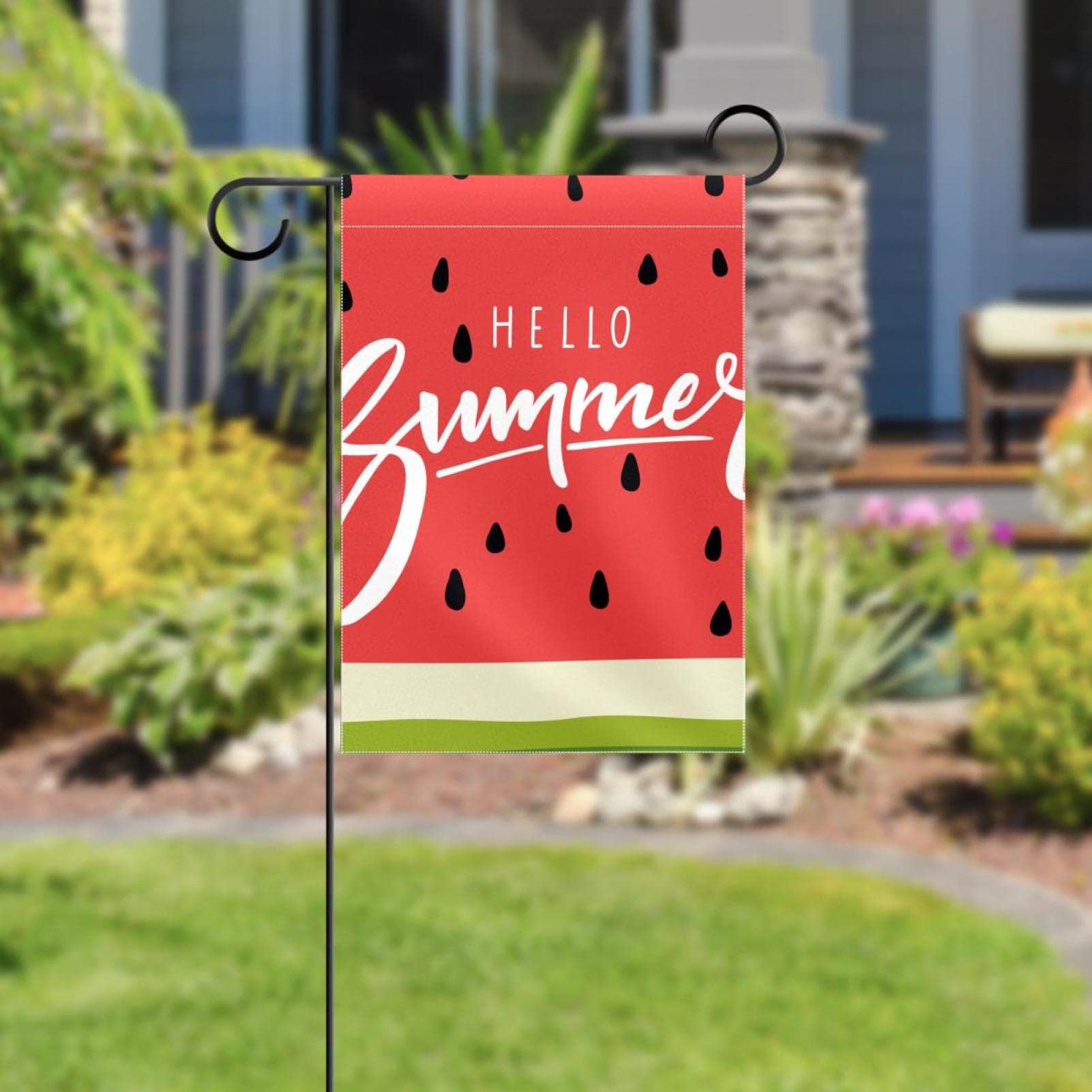 Lasuroa Gartenflagge 'Hallo Sommer' – 30x45 Cm, Doppelseitig Bedruckt Mit Wassermelone & Ananas, Wetterfest