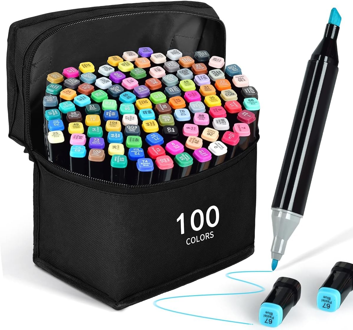 like it Dual Tip Art Markers 100 Colours With Carrying Case For Painting Sketching Calligraphy Drawing Odorless&Non Toxic Twin Head Permanent Colouring Markers For Kids Adult Beginners|Assorted