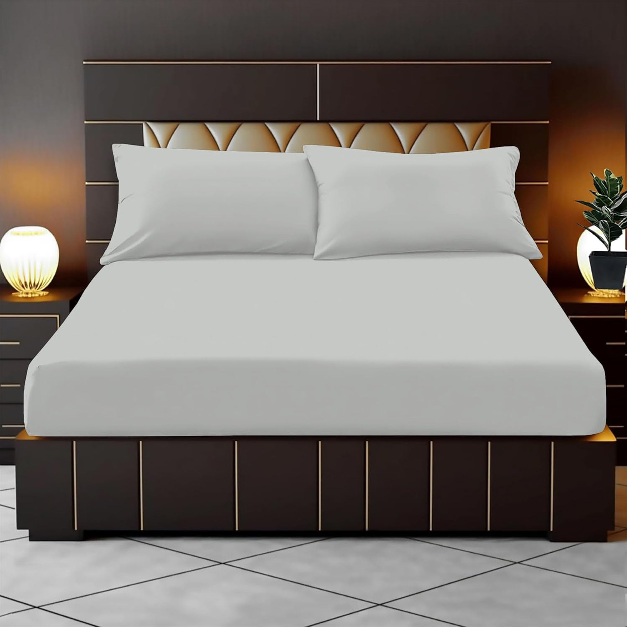 Reliancebedding Silver Single Fitted Sheet 35Cm Deep Pocket 100% Egyptian Cotton 400Tc