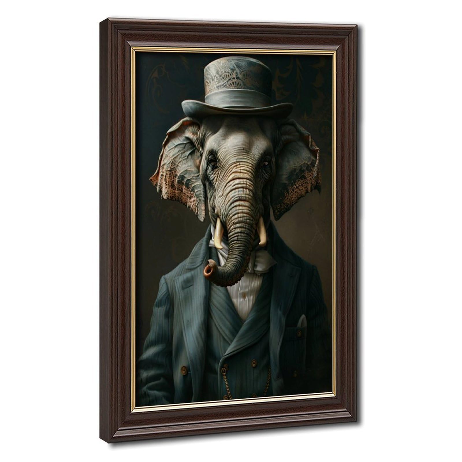Bareronor Mokume Gane Frame-Style Elephant Canvas Poster For Bedroom Decor Gift