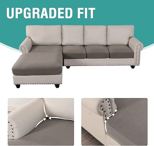 Vista 154 de OKYUK Fundas de sofá seccional en forma de L, 3 piezas, fundas de cojín para sofá seccional de terciopelo en forma de L, fundas elásticas para sofá