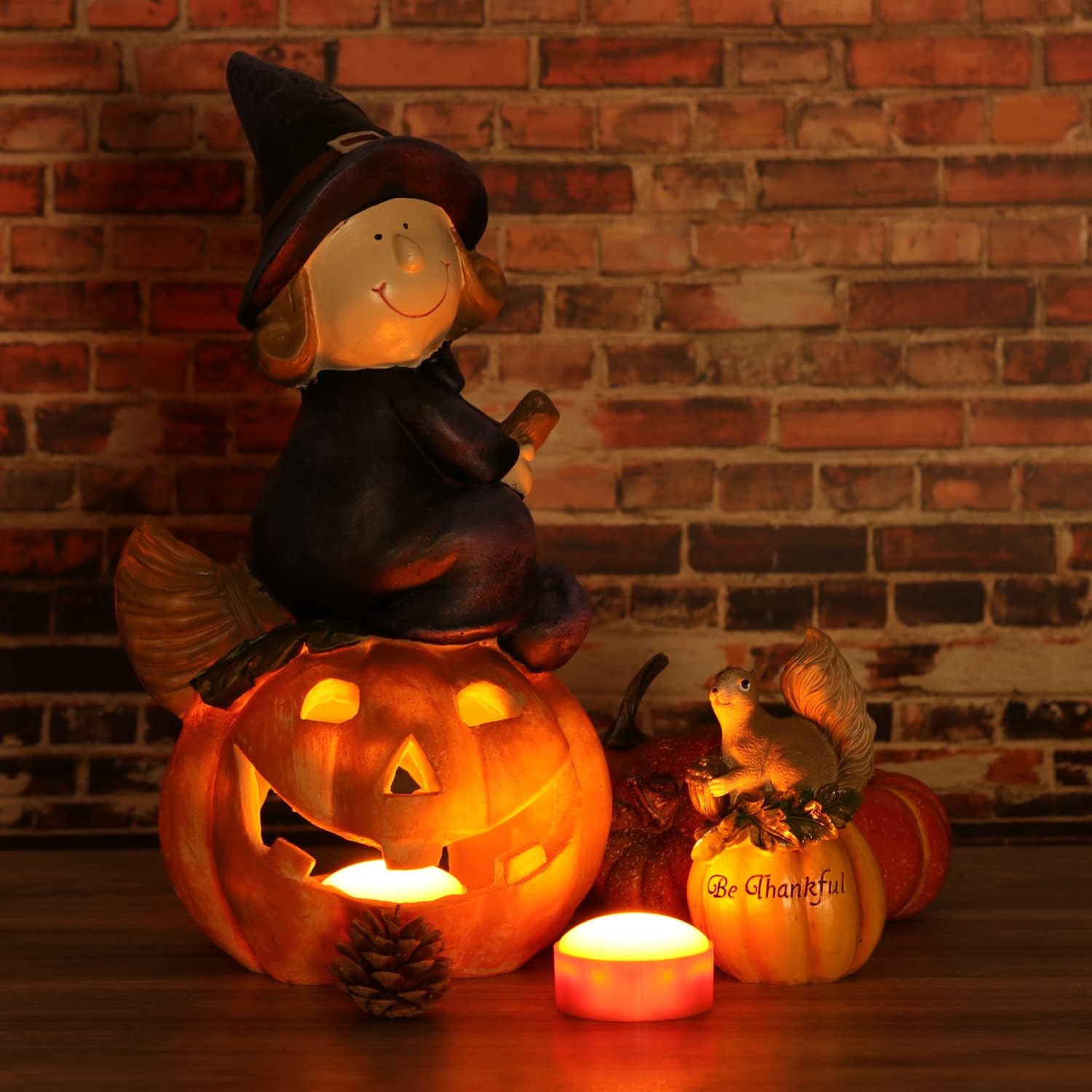 6 PCS LED Pumpkin Lights with Remote Control and Timers, Battery Operated Bright LED Jack-O-Lantern Lights, Flickering Flameless Candles for Halloween, Fall Decor, Orange Shell, Rounding Top