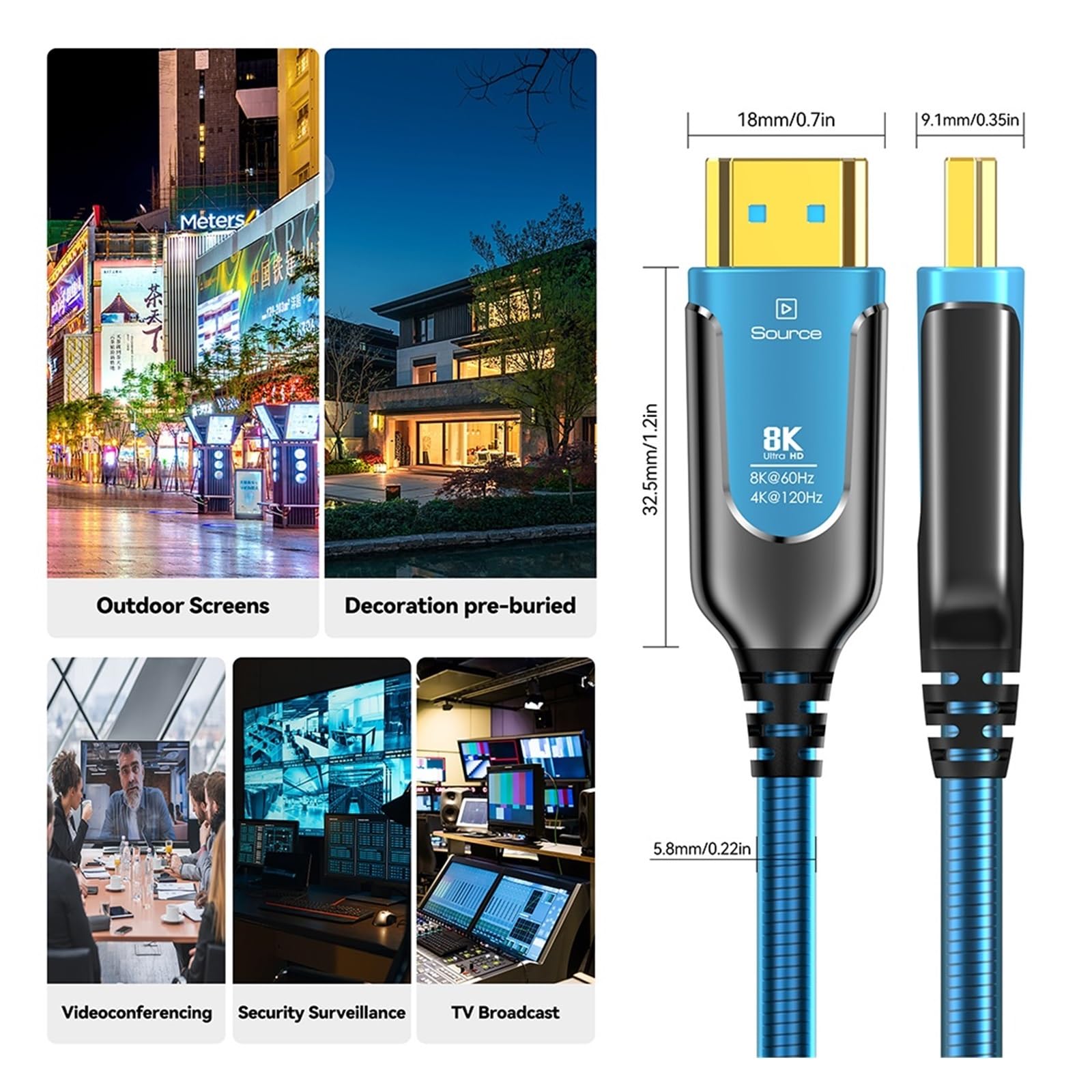 Cavo HDMI In Fibra Ottica 8K 48 Gbps 8K 60 Hz 4K 120 Hz Cavo HDMI 2.1 Ad Altissima Velocità HDR Dinamico EARC HDCP For Proiettore TV HD Box.(30M)