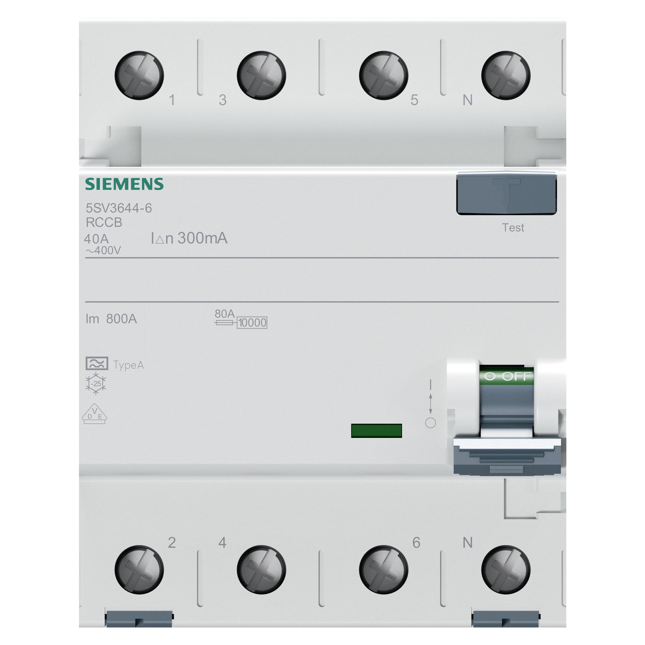 Siemens 5sv – interruttore differenziale classe-a, 4 Poli 40A 300mA, 70 mm