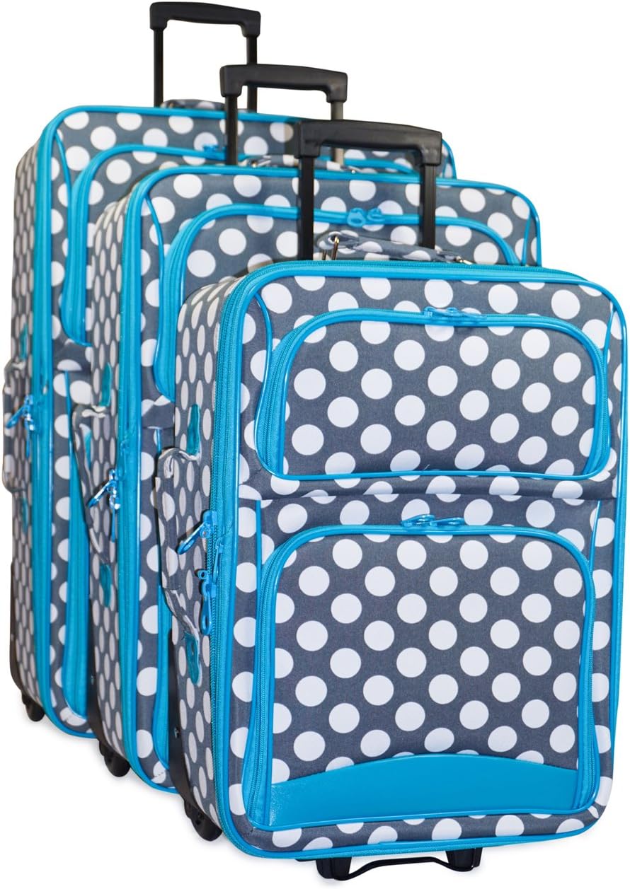 Polka Dot Luggage Set (Polka Dot - Teal Blue Grey)
