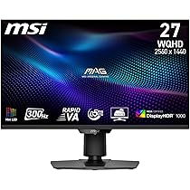 msi MAG 274QPF X30MV Display Gaming 27 Pollici WQHD – Lastra Rapid VA Mini LED 2560 x 1440; 300 Hz ,  0;5 ms; DisplayHDR 1000; HDMI 2.1; DP 1.4a; Inclinazione, Altezza regolabili; Nero