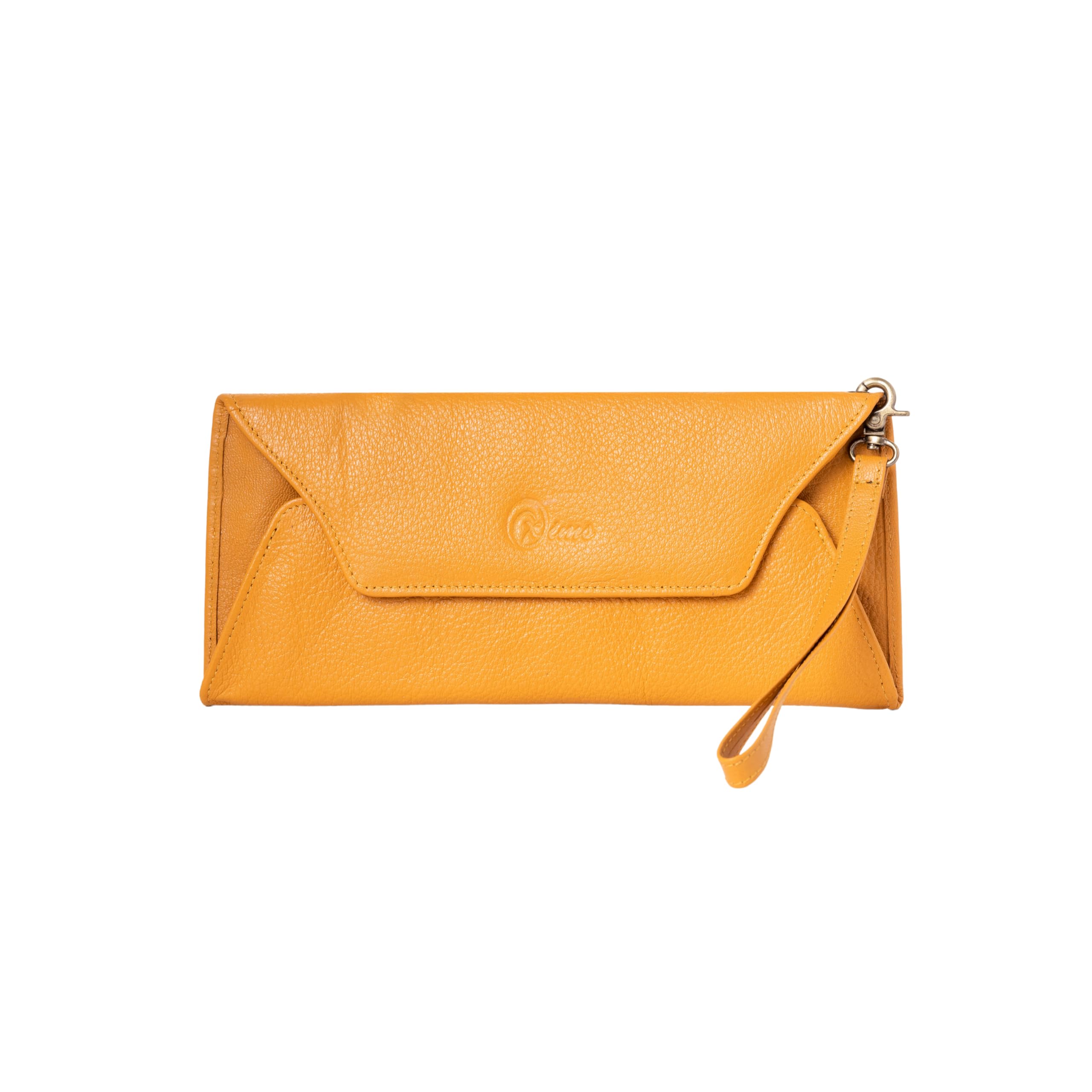 Genuine Leather Envelope Womens Clutch Wallets Ladies Purse with Detachable Strap & Mobile Slot with Multiple Card Slots (Yellow)-image-21