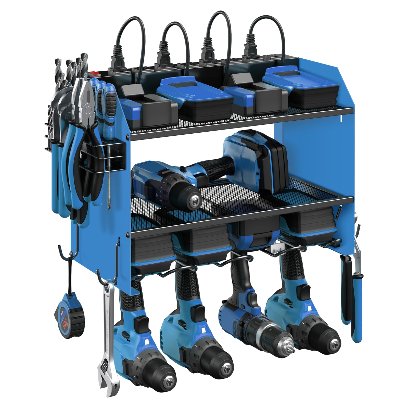 CCCEI Wall Mount Modular Tool Charging Organizer, Blue, 1 Pack, 3 Tier.