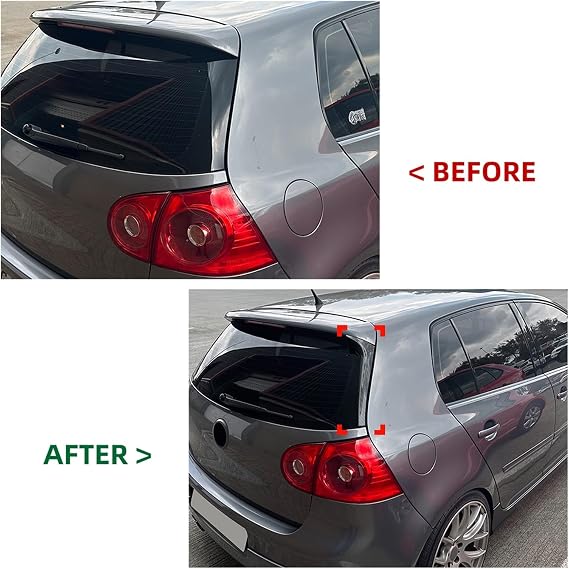 Compatible For VW Golf 5 MK5 GTI R32 Hatchback 2005-2009 Rear Side Spoiler Wing Lip Tail Trunk Window Splitter Trim Canard Cover(Carbon Fiber Look)